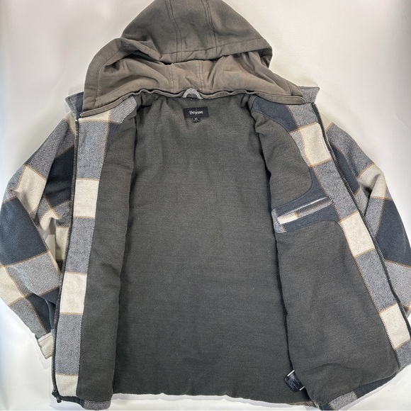 Brixton Men’s Plaid Wool Blend Jacket With Removable Hood XL - Picture 3 of 11